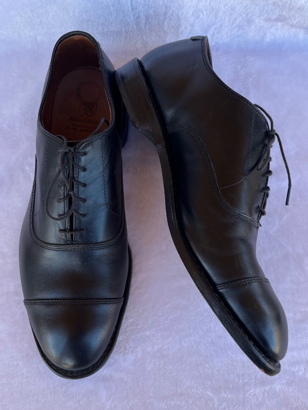 Allen Edmonds Park Avenue Cap-Toe Black Leather Dress Oxfords Sz 9.5 EEE